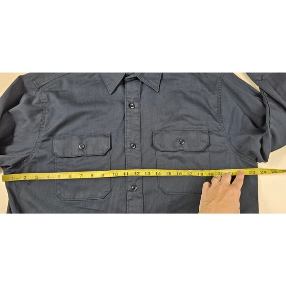 Carhartt Long Sleeve Twill Work Shirt L navy NWOT thick cotton button up casual - Picture 7 of 8